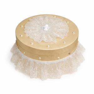 Trusou botez+set baita in cutie rotunda - auriu imagine