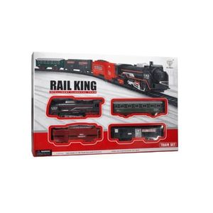 Tren electric cu șine și 3 vagoane, Rail King imagine