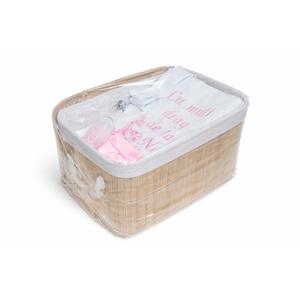 Trusou botez in cutie de bambus - roz imagine