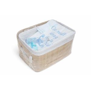 Trusou botez in cutie de bambus - bleu imagine