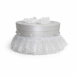 Trusou botez+set baita in cutie rotunda - argintiu imagine