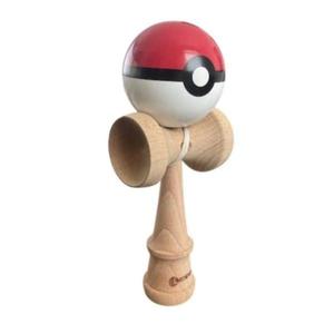 Kendama din lemn, model Pokeball rosu, 18cm imagine