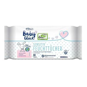 Șervețele umede pentru bebeluși, cu ulei de măsline, pantenol și extract de aloe vera, fără microplastice, elkos sensitiv BabyGlück, 80 buc imagine