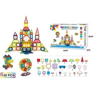 Set Inteligent de Constructie Magnetic, „Magnetic Construction Blocks”, 130 Piese, Educativ si Creativ imagine