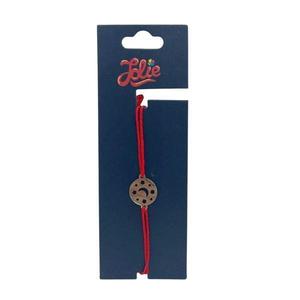 Brățară din inox argintiu cu șnur roșu pentru copii, model Stele/Luna, reglabilă imagine