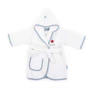 Halat de baie cu gluga, bumbac, 1-2 ani, Alb si Bleu imagine