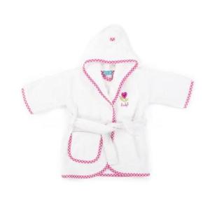 Halat de baie cu gluga, bumbac, luni, 1-2 ani alb si roz imagine
