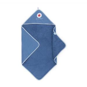 Prosop de baie cu gluga, pentru bebelusi, bumbac premium, super-absorbant, albastru inchis, 75x75 cm imagine