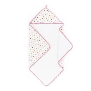 Prosop de baie cu gluga, pentru bebelusi, bumbac premium, super-absorbant, Alb cu model roz, 75x75 imagine