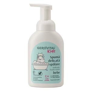 Spuma de Dus pentru Bebelusi 2 in 1 - Gerovital Kids Delicate Foam-Wash, 0+ luni, 300 ml imagine