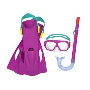 Set masca de scufundari, snorkel si labe inot, Bestway, Roz imagine