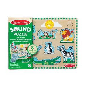 Puzzle din lemn cu sunete, Melissa & Doug, Animale de la zoo, 8 piese imagine