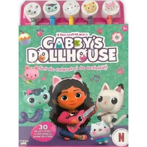 Gabbys Dollhouse, Set de colorat si de activitati, 30 de activitati cu 5 creioane si gume de sters imagine