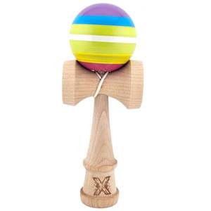 Jucarie de indemanare din lemn, Kendama X, Super Sticky, 18 cm, Multicolor imagine