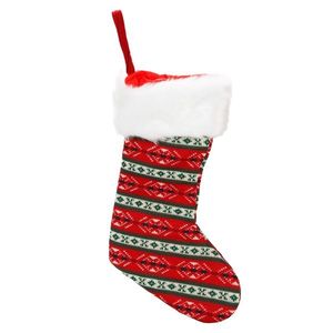 Decoratiune de Craciun, Alska, Soseta tricotata, Rosu-Alb, 8 cm imagine
