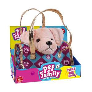 Jucarie de plus in geanta, Luna Toys, Take Me Home, Catelus, Cream, 20 cm imagine