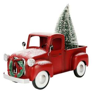 Decoratiune de Craciun, Alska, Masinuta metalica cu brazi imagine