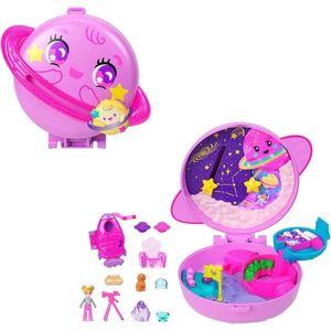 Set de joaca cu papusa si accesorii in gentuta, Polly Pocket, Planet Polly Space Casket, JCB18 imagine