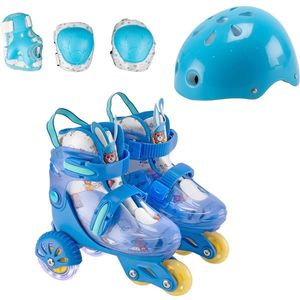 Set de role incepatori, Action One, roti luminoase, cu casca, protectii si geanta de transport, S (31-34), Blue imagine
