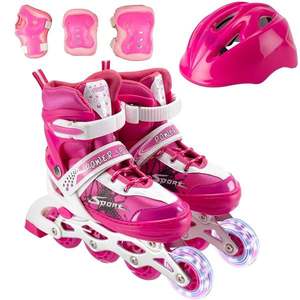 Set de role, Action One, Power Sport, roti luminoase, cu casca, protectii si geanta transport, S (31-34), Roz imagine