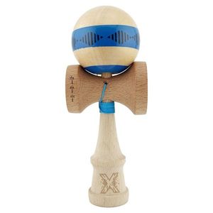 Jucarie de indemanare din lemn, Kendama X, Frequency Flippy, Super Sticky, 18 cm, Albastru, Maro imagine