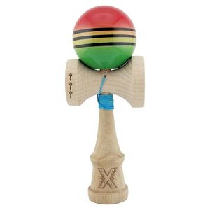 Jucarie de indemanare din lemn, Kendama X, Flippy Super Sticky Legendary, Big Cups V2, 18 cm, Rosu, Galben, Verde imagine