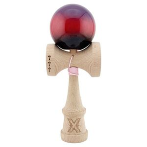 Jucarie de indemanare din lemn, Kendama X, Flippy Big Cups V2, Super Sticky, 18 cm, Mov, Rosu, Negru imagine