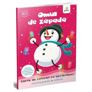 Omul de zapada, Carte de colorat cu abtibilduri, Activitatile mele de Craciun imagine