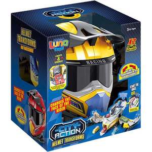 Set de joaca casca transformabila in pista cu 2 masinute, Luna Toys, Helmet Transforms imagine