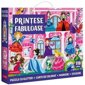 Puzzle cu glitter, Mimorello, Printese Fabuloase, 118 piese imagine