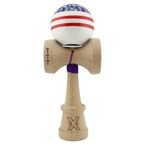 Jucarie de indemanare din lemn, Kendama X, Flippy, Chicanos, King Size V3, Super Sticky, 18 cm, Mov, Alb imagine