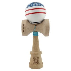 Jucarie de indemanare din lemn, Kendama X, Flippy, Chicanos, King Size V3, Super Sticky, 18 cm, Albastru, Alb imagine