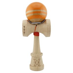 Jucarie de indemanare din lemn, Kendama X, Flippy, Rainbow, King Size V3, Super Sticky, 18 cm, Portocaliu, Maro imagine