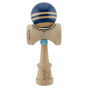 Jucarie de indemanare din lemn, Kendama X, Flippy, Rainbow, King Size V3, Super Sticky, 18 cm, Albastru, Maro imagine