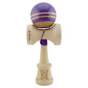 Jucarie de indemanare din lemn, Kendama X, Flippy, Rainbow, King Size V3, Super Sticky, 18 cm, Indigo, Maro imagine