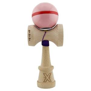 Jucarie de indemanare din lemn, Kendama X, Flippy, Silken, King Size V3, Super Sticky, 18 cm, Roz imagine