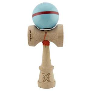 Jucarie de indemanare din lemn, Kendama X, Flippy, Silken, King Size V3, Super Sticky, 18 cm, Albastru imagine