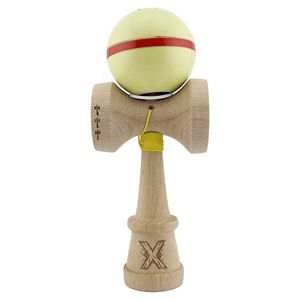 Jucarie de indemanare din lemn, Kendama X, Flippy, Silken, King Size V3, Super Sticky, 18 cm, Cream Galben imagine