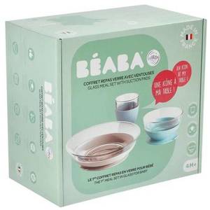 Set de masa 3 piese din sticla duralex cu suport antiaderent Beaba - Jungle imagine