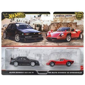 Set 2 masini metalice, Hot Wheels, Alfa Romeo 155 V6 Ti & Alfa Romeo 33 Stradale, JBK95 imagine