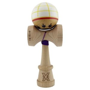 Jucarie de indemanare din lemn, Kendama X, Flippy, Legendary Glob, King Size V3, 18 cm, Alb, Galben, Rosu imagine