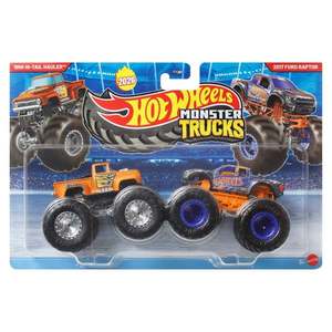 Set 2 masinute Monster Truck, Hot Wheels, 1959 Hi-Tail Hauler si 2017 Ford Raptor, JLV84 imagine