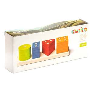Joc din lemn, Cubika, Forme geometrice, 17 piese imagine