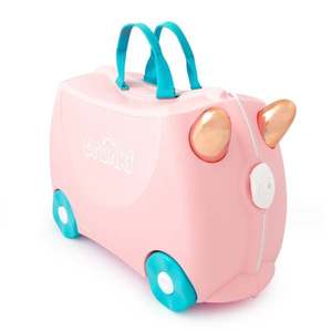 Valiza pentru copii Ride-On Flossi Flamingo Trunki, Roz, 46 cm imagine
