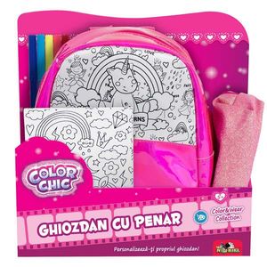 Ghiozdan cu penar, Color Chic, Roz imagine