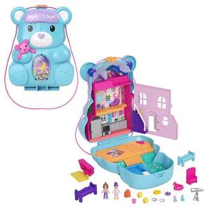 Set de joaca cu 2 papusi si accesorii in gentuta, Polly Pocket, Teddy Bear, HGC39 imagine