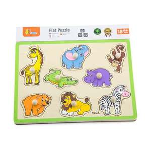 Puzzle din lemn, cu manere, Viga, Animale salbatice imagine