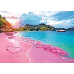 Puzzle 1000 piese - SUA - Plaja Tropicala Roz | Trefl imagine