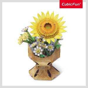 Puzzle 3D - Buchet de flori - Floarea Soarelui, 102 piese | CubicFun imagine
