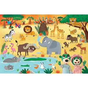 Puzzle 24 piese - Trefl Primo - Super Maxi - Babies and the Bear in Safari | Trefl imagine